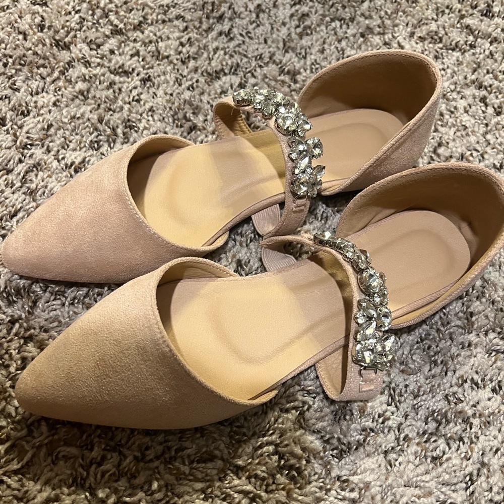 Gem stone beige ballet flats